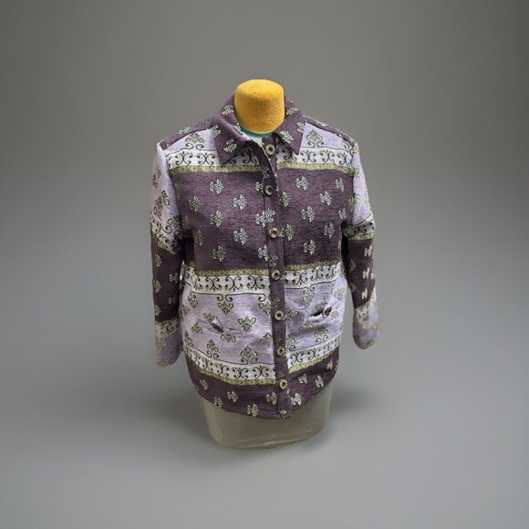 Sag Harbor Vtg Purple & Multicolor Jacket Coat, Sz 8P, Button-up Retro Tribal - Picture 1 of 5